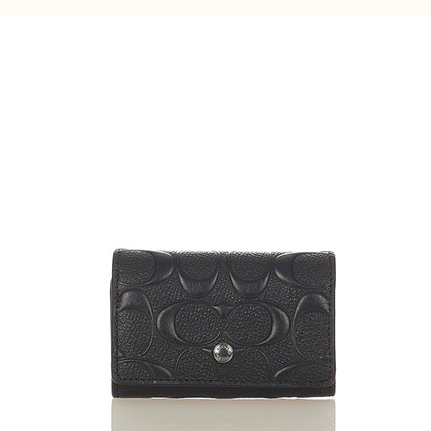 コーチ シグネチャー 5連 F76986 ブラック レザー キーケース メンズ COACH 【中古】