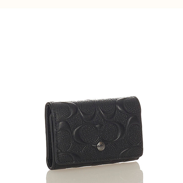 コーチ シグネチャー 5連 F76986 ブラック レザー キーケース メンズ COACH 【中古】