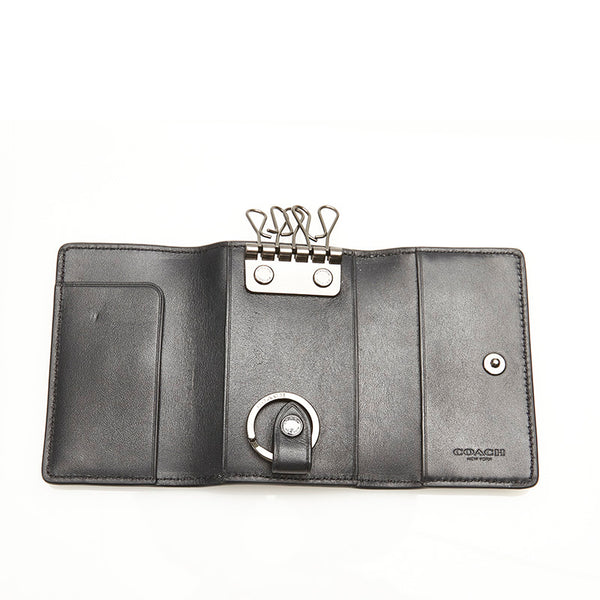 コーチ シグネチャー 5連 F76986 ブラック レザー キーケース メンズ COACH 【中古】