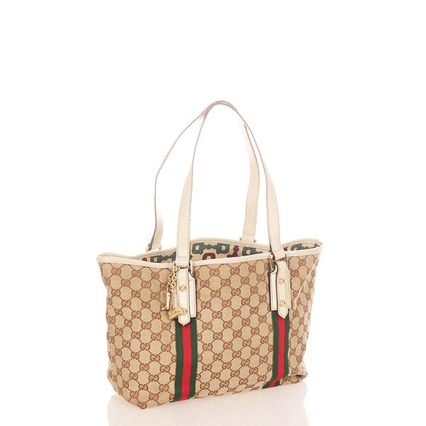 グッチ GGキャンバス シェリーライン 137396 ベージュ キャンバス レザー トートバッグ レディース GUCCI 【中古】