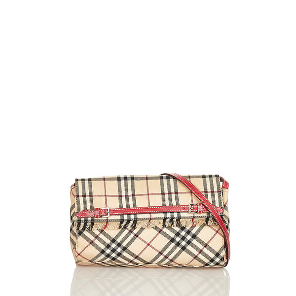 バーバリーブルーレーベル ノバチェック ベージュ キャンバス 斜め掛け ショルダーバッグ レディース BURBERRY BLUE LABEL 【中古】