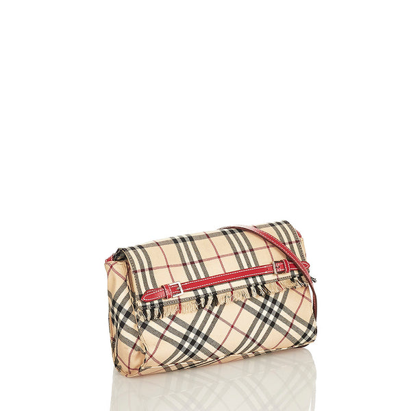 バーバリーブルーレーベル ノバチェック ベージュ キャンバス 斜め掛け ショルダーバッグ レディース BURBERRY BLUE LABEL 【中古】