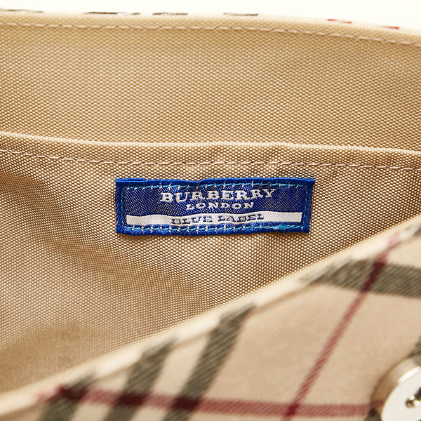 バーバリーブルーレーベル ノバチェック ベージュ キャンバス 斜め掛け ショルダーバッグ レディース BURBERRY BLUE LABEL 【中古】