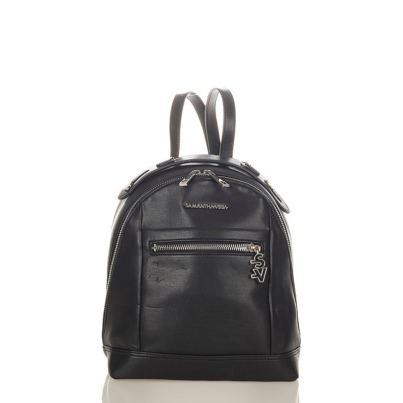 サマンサベガ リュック バックパック ブラック レザー レディース Samantha Vega 【中古】