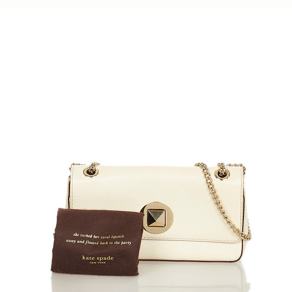 ケイトスペード フラワー チェーン ショルダーバッグ PXRU2372 アイボリー レザー レディース Kate Spade 【中古】