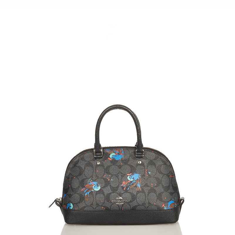 コーチ シグネチャー バードプリント F22294 ブラック PVC レザー ハンドバッグ ショルダーバッグ2way レディース COACH 【中古】