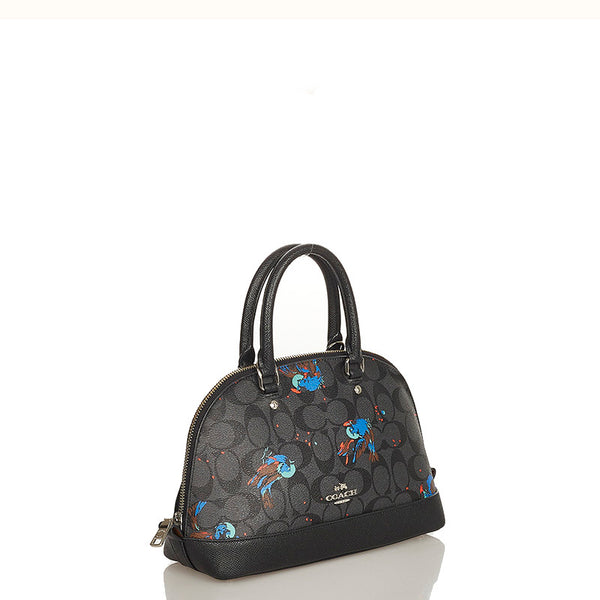 コーチ シグネチャー バードプリント F22294 ブラック PVC レザー ハンドバッグ ショルダーバッグ2way レディース COACH 【中古】
