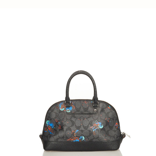 コーチ シグネチャー バードプリント F22294 ブラック PVC レザー ハンドバッグ ショルダーバッグ2way レディース COACH 【中古】