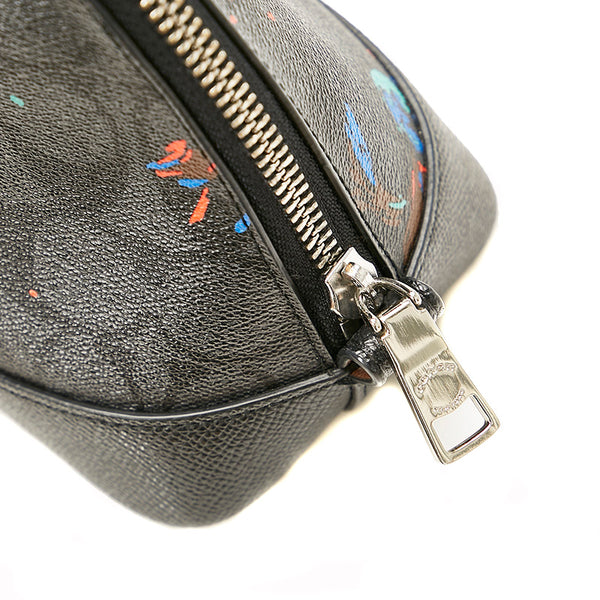 コーチ シグネチャー バードプリント F22294 ブラック PVC レザー ハンドバッグ ショルダーバッグ2way レディース COACH 【中古】