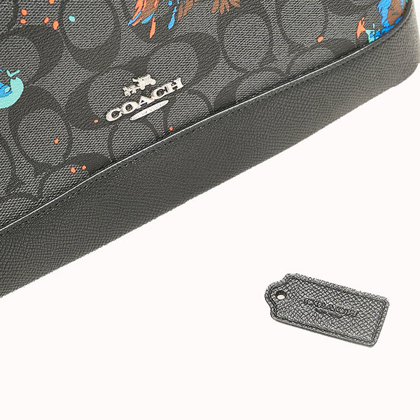 コーチ シグネチャー バードプリント F22294 ブラック PVC レザー ハンドバッグ ショルダーバッグ2way レディース COACH 【中古】