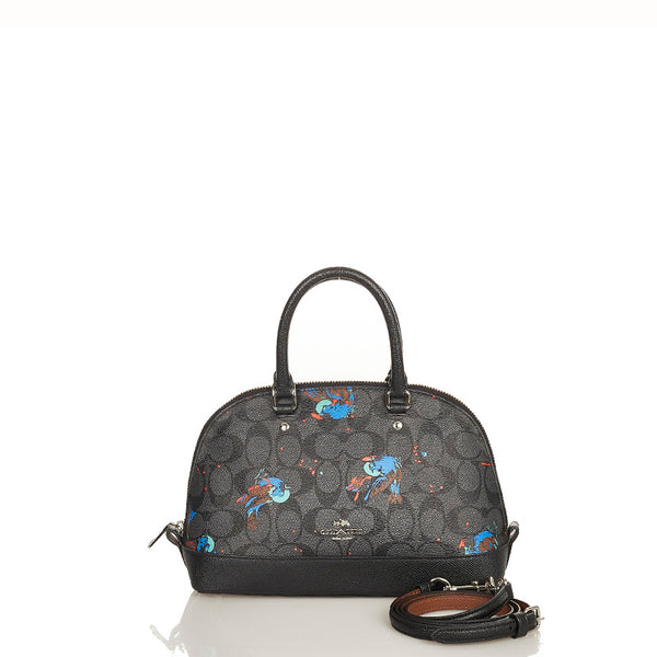 コーチ シグネチャー バードプリント F22294 ブラック PVC レザー ハンドバッグ ショルダーバッグ2way レディース COACH 【中古】