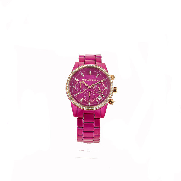 マイケルコース MK-6718 ピンク ステンレススチール 腕時計 レディース Michael Kors クオーツ ピンク文字盤 【中古】