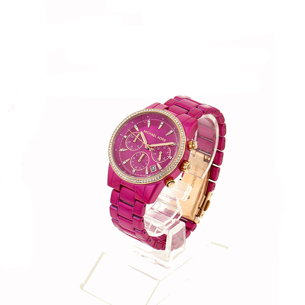 マイケルコース MK-6718 ピンク ステンレススチール 腕時計 レディース Michael Kors クオーツ ピンク文字盤 【中古】