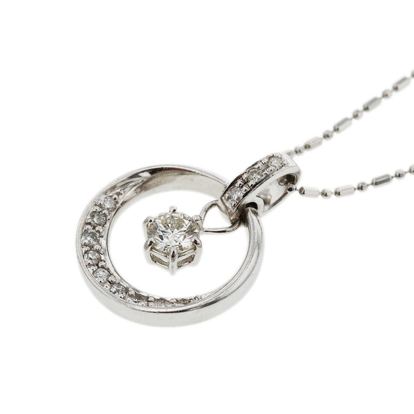 Pt900 プラチナ Pt850 プラチナ ダイヤ0.326ct ダイヤ0.17ct ネックレス レディース 【中古】