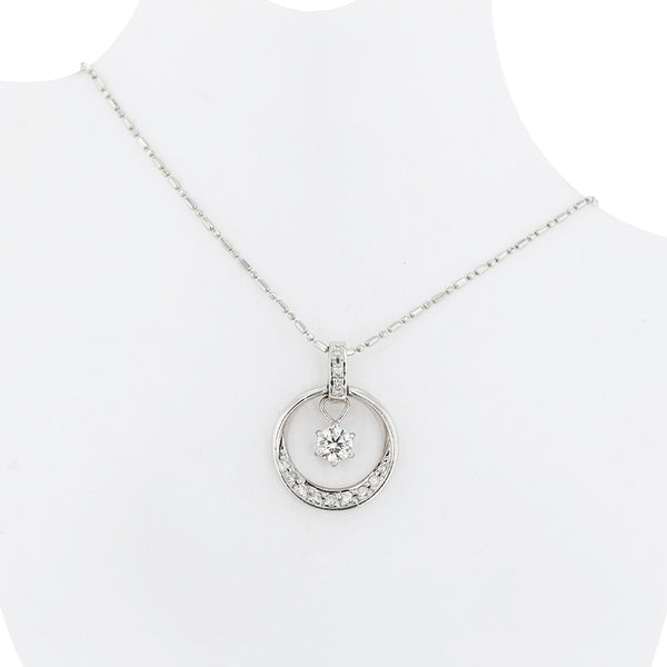Pt900 プラチナ Pt850 プラチナ ダイヤ0.326ct ダイヤ0.17ct ネックレス レディース 【中古】