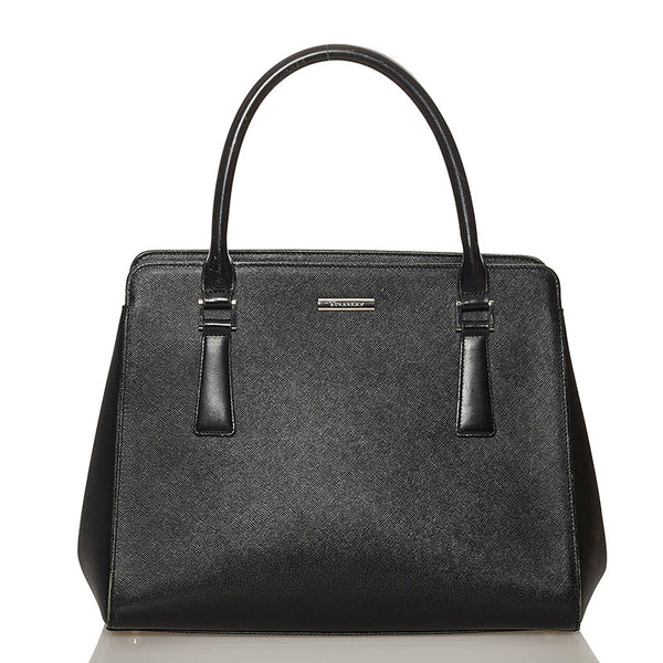 バーバリー ブラック レザー ハンドバッグ レディース BURBERRY 【中古】