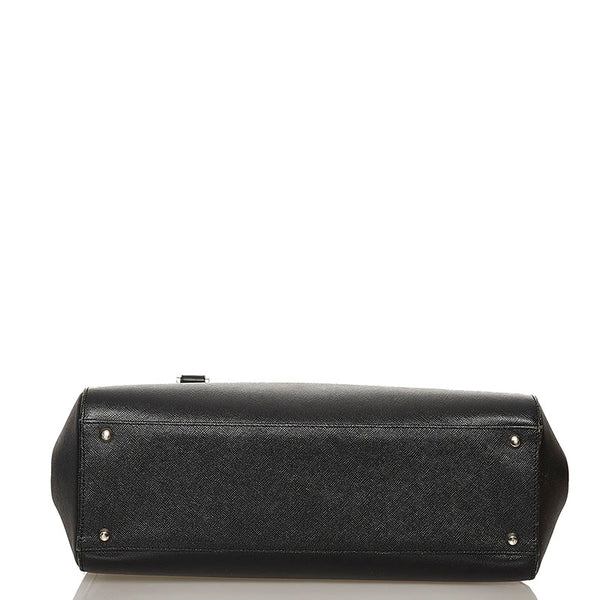 バーバリー ブラック レザー ハンドバッグ レディース BURBERRY 【中古】