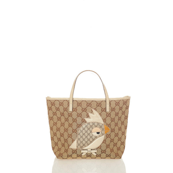 グッチ GGキャンバス パパガッロ 271101 ベージュ キャンバス レザー ハンドバッグ レディース GUCCI 【中古】