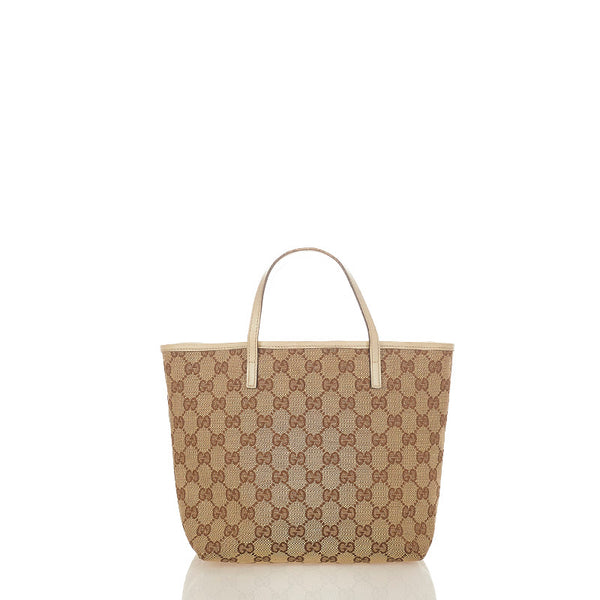 グッチ GGキャンバス パパガッロ 271101 ベージュ キャンバス レザー ハンドバッグ レディース GUCCI 【中古】