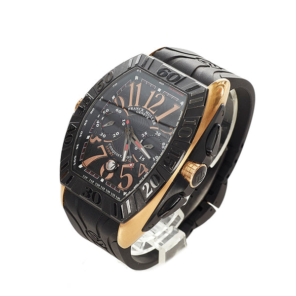 フランクミュラー コンキスタドール グランプリ 9900 CC GP K18 ゴールド チタン ラバー 腕時計 メンズ FRANCK MULLER 自動巻き ブラック文字盤 【中古】