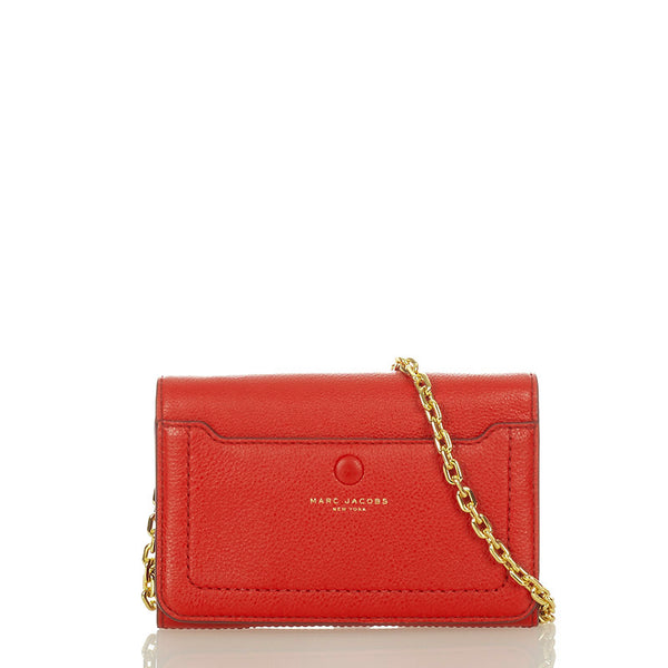 マークジェイコブス エンパイアシティ M0014437 レッド レザー チェーン ショルダーバッグ レディース MARC JACOBS 【中古】