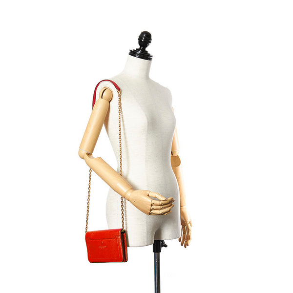 マークジェイコブス エンパイアシティ M0014437 レッド レザー チェーン ショルダーバッグ レディース MARC JACOBS 【中古】