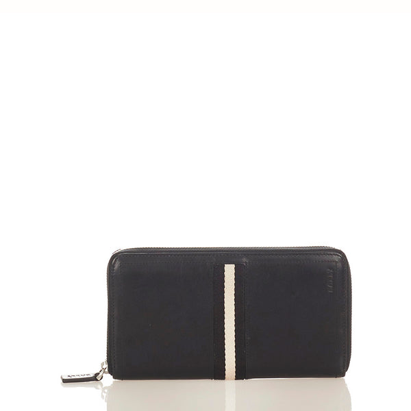 バリー ブラック レザー ラウンドファスナー 長財布 メンズ BALLY 【中古】