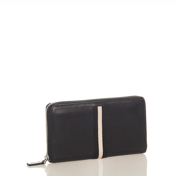 バリー ブラック レザー ラウンドファスナー 長財布 メンズ BALLY 【中古】