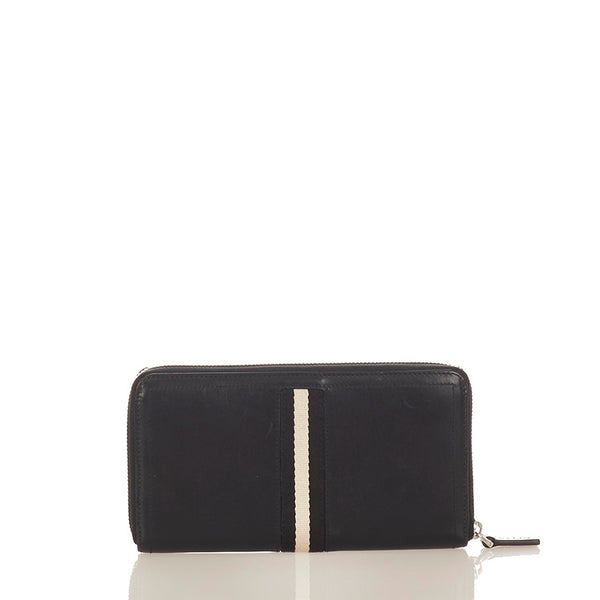 バリー ブラック レザー ラウンドファスナー 長財布 メンズ BALLY 【中古】
