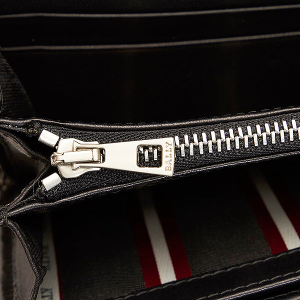 バリー ブラック レザー ラウンドファスナー 長財布 メンズ BALLY 【中古】