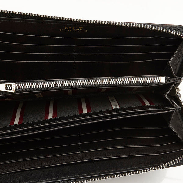 バリー ブラック レザー ラウンドファスナー 長財布 メンズ BALLY 【中古】