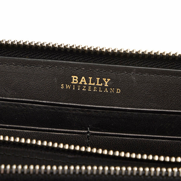 バリー ブラック レザー ラウンドファスナー 長財布 メンズ BALLY 【中古】