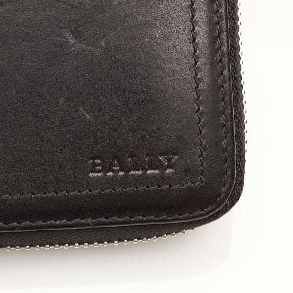 バリー ブラック レザー ラウンドファスナー 長財布 メンズ BALLY 【中古】
