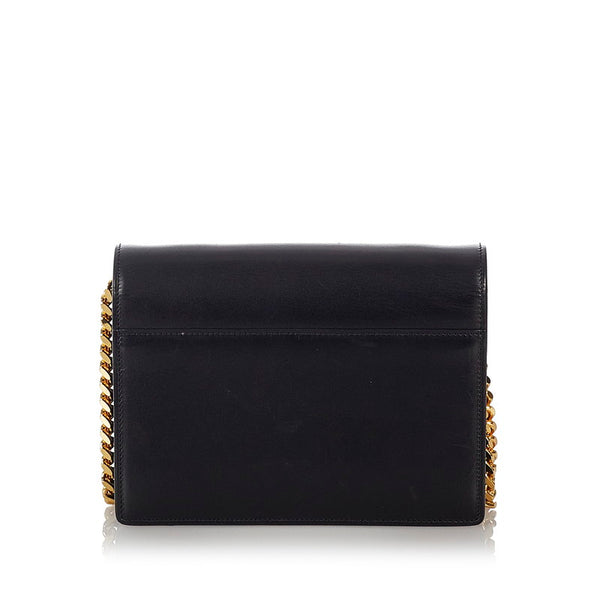 サンローラン ブラック レザー チェーン ショルダーバッグ レディース SAINT LAURENT 【中古】