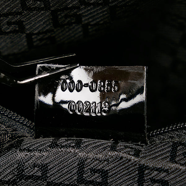 グッチ 000-0855 ベージュ ブラック キャンバス パテントレザー ハンドバッグ レディース GUCCI 【中古】