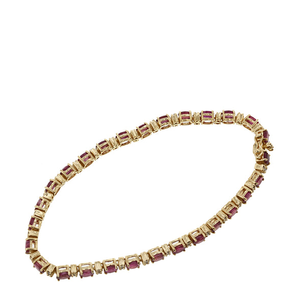 K18YG イエローゴールド ルビー3.00ct ダイヤ0.30ct ブレスレット レディース 【中古】