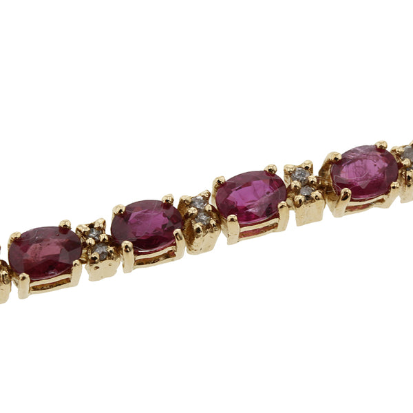 K18YG イエローゴールド ルビー3.00ct ダイヤ0.30ct ブレスレット レディース 【中古】