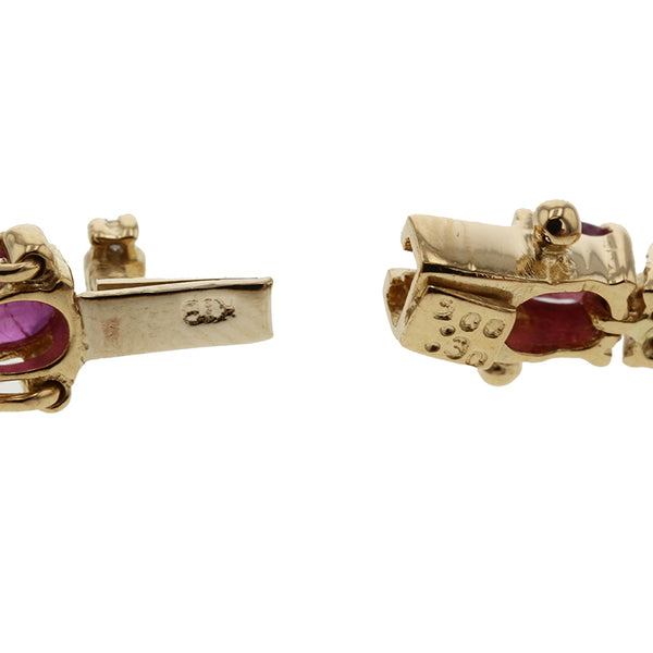 K18YG イエローゴールド ルビー3.00ct ダイヤ0.30ct ブレスレット レディース 【中古】