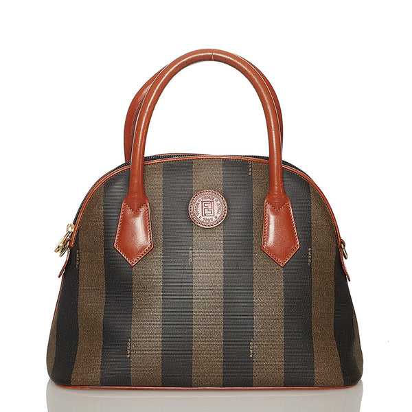 フェンディ ペカン 14 14092 2 ベージュ ブラック ブラウン PVC レザー ハンドバッグ ショルダーバッグ 2WAY レディース FENDI 【中古】