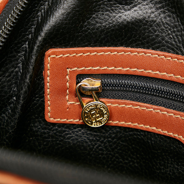 フェンディ ペカン 14 14092 2 ベージュ ブラック ブラウン PVC レザー ハンドバッグ ショルダーバッグ 2WAY レディース FENDI 【中古】