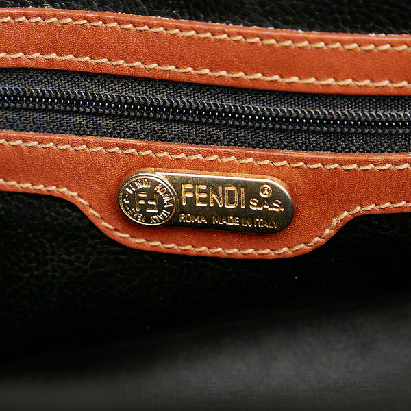 フェンディ ペカン 14 14092 2 ベージュ ブラック ブラウン PVC レザー ハンドバッグ ショルダーバッグ 2WAY レディース FENDI 【中古】