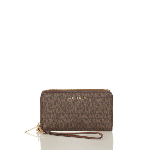 マイケルコース ラウンドファスナー 長財布 ブラウン PVC レディース Michael Kors 【中古】