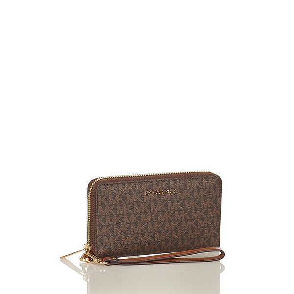 マイケルコース ラウンドファスナー 長財布 ブラウン PVC レディース Michael Kors 【中古】