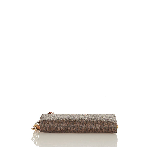 マイケルコース ラウンドファスナー 長財布 ブラウン PVC レディース Michael Kors 【中古】