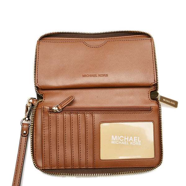 マイケルコース ラウンドファスナー 長財布 ブラウン PVC レディース Michael Kors 【中古】