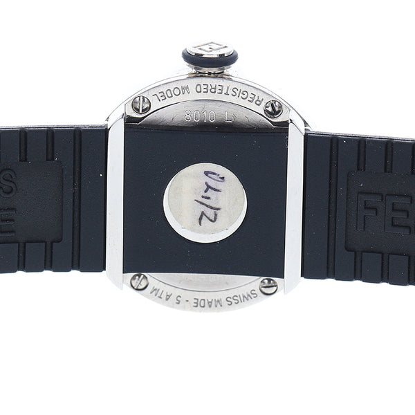 フェンディ シルバー ステンレススチール ラバー 腕時計 レディース FENDI クオーツ ブラック文字盤 【中古】
