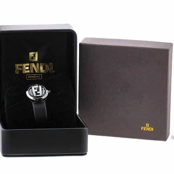 フェンディ シルバー ステンレススチール ラバー 腕時計 レディース FENDI クオーツ ブラック文字盤 【中古】