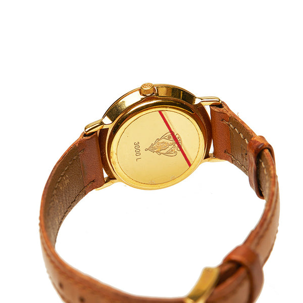 グッチ 3000L ブラウン メッキ 腕時計 レディース GUCCI クオーツ グリーン文字盤 【中古】