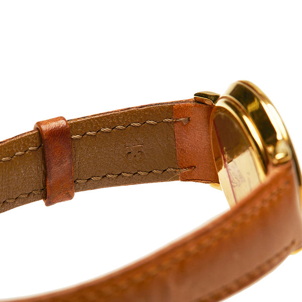 グッチ 3000L ブラウン メッキ 腕時計 レディース GUCCI クオーツ グリーン文字盤 【中古】