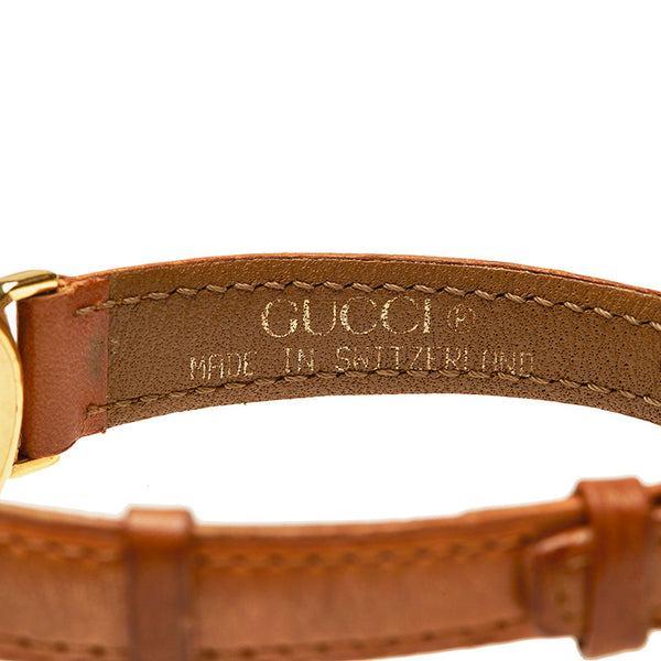 グッチ 3000L ブラウン メッキ 腕時計 レディース GUCCI クオーツ グリーン文字盤 【中古】